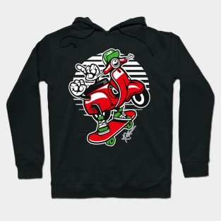 Red Scooter Skater Skateboarder Hoodie